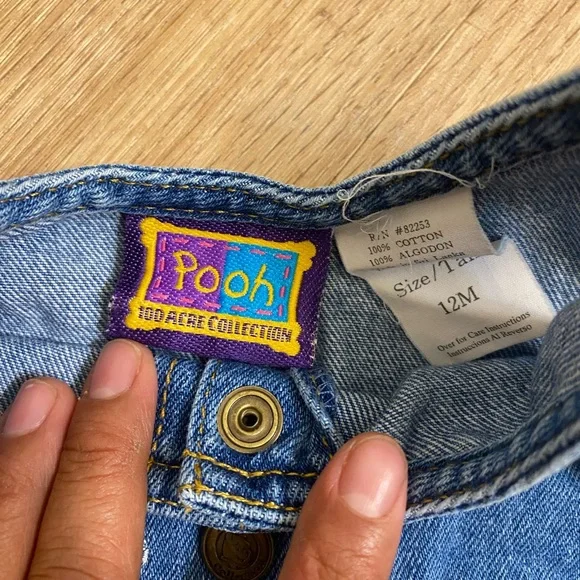 Vintage winnie Pooh logo overoll with Floral Design - Picture 3 of 4